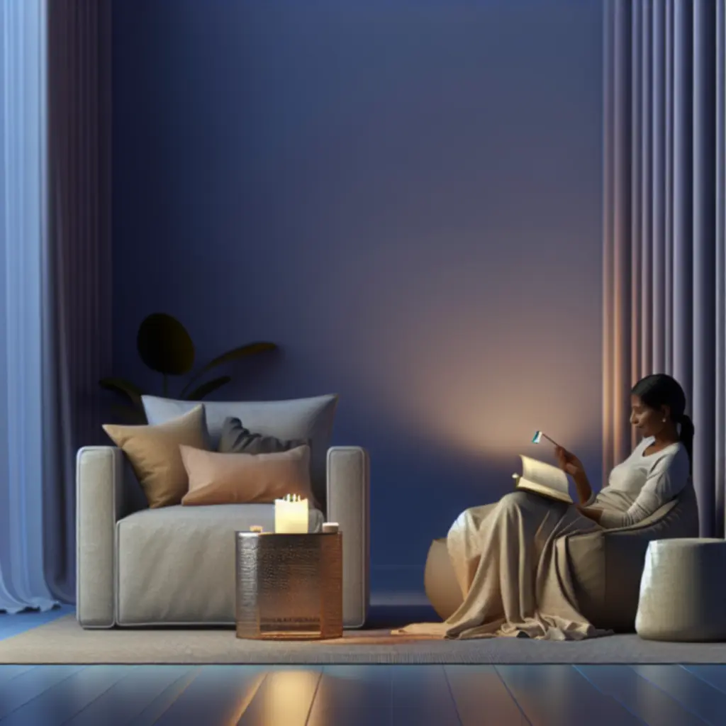 Kadr z filmu pokazujący wieczorny rytuał relaksu z użyciem akcesoriów SleepNexo