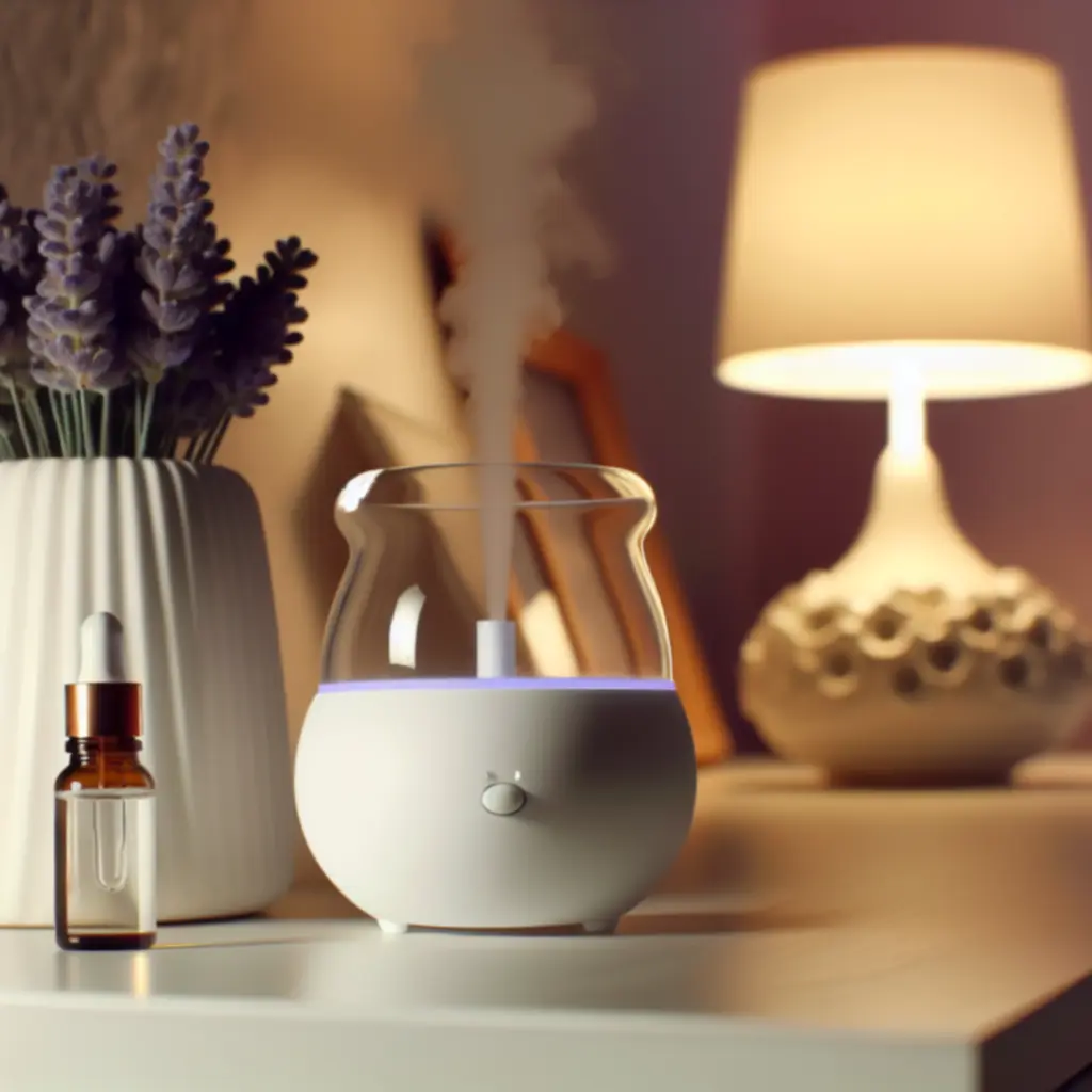 Wieczorna aromaterapia z użyciem dyfuzora i naturalnych olejków eterycznych